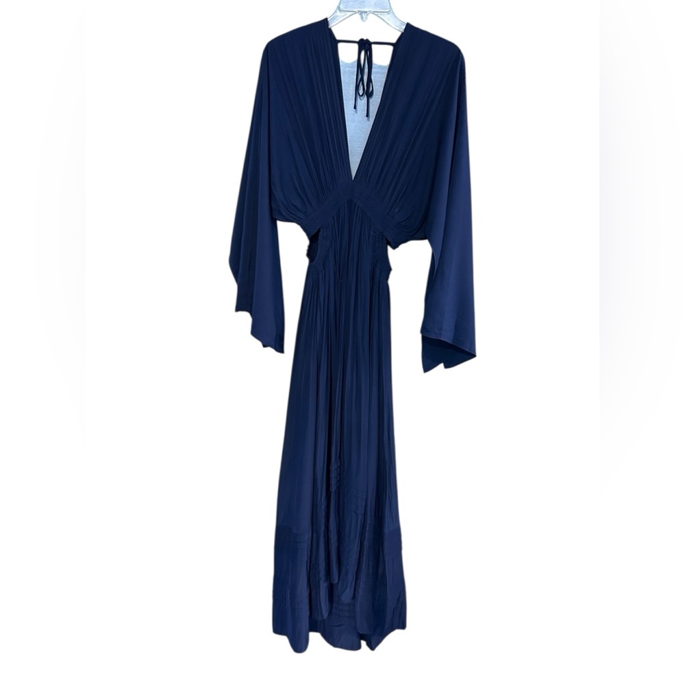 Ramy Brook Neena Cutout Maxi Dress Navy Blue Hi Low Lined NWT Size XS - Picture 4 of 15